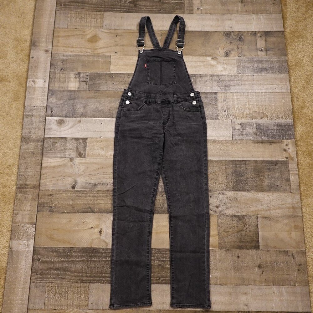 Levi's jeans bib overall‎ girl's 14 black denim red tab
